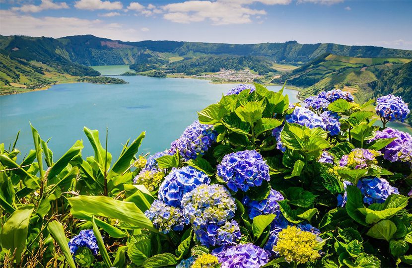 Lagoa de Fogo, a crater lake in San Miguel in The Azores